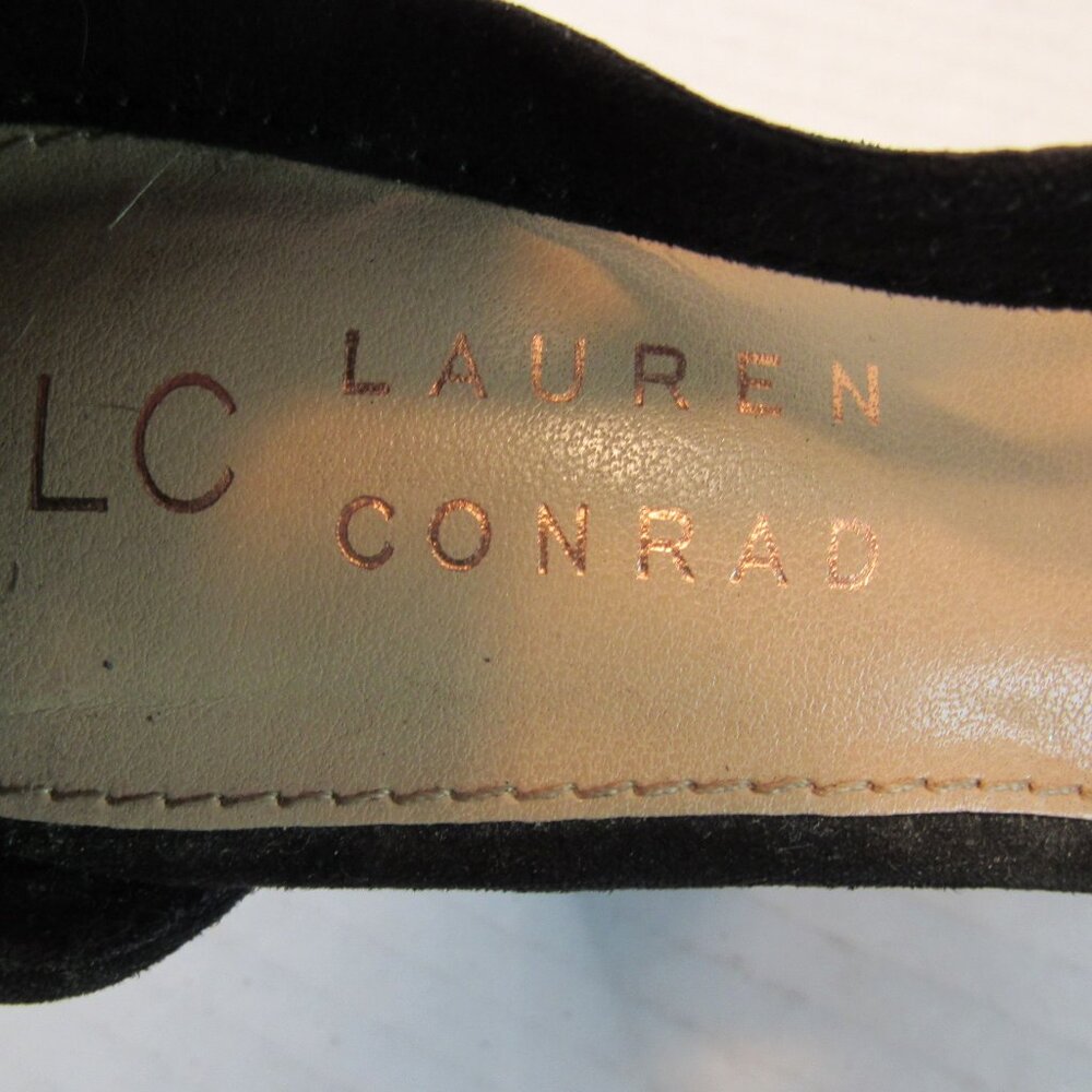 Lauren Conrad Walnut Strappy Back Zip Open Toe Block Heel Sandals Black Size 6.5 - Picture 7 of 10